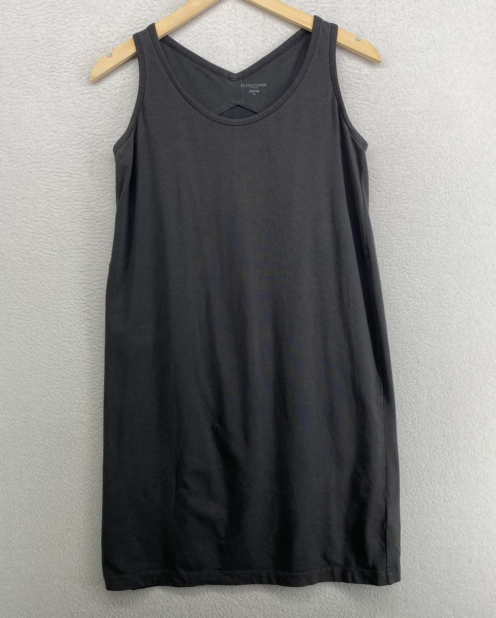 EILEEN FISHER Dress PP Stretch Organic Cotton Jersey Shift Tank Sleeveless Gray